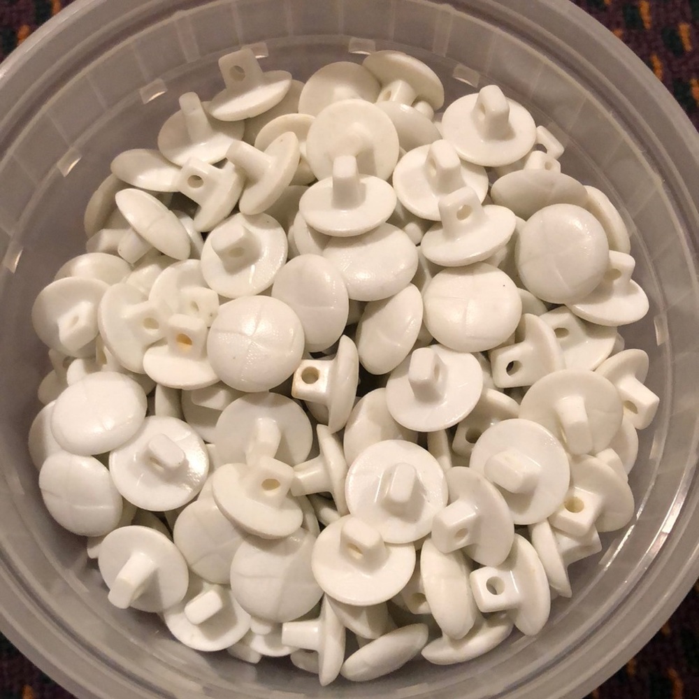 New vintage white plastic faux leather look buttons